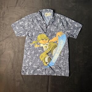 Y2K Mens Gnarly Soul Boarder Snowboarder Graphic Button Down Shirt XL